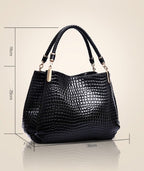 Women's Bag Large Capacity Tote Daily Commute Women's Shoulder Bag Crocodile Print Bright Face Handbag Shopping