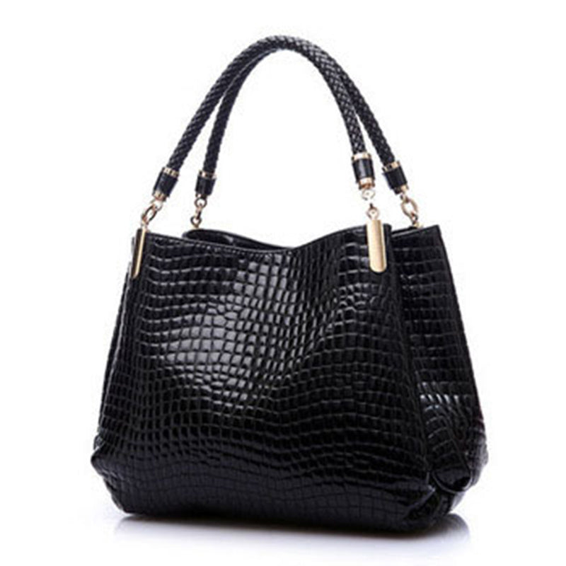 Women's Bag Large Capacity Tote Daily Commute Women's Shoulder Bag Crocodile Print Bright Face Handbag Shopping