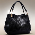 Women's Bag Large Capacity Tote Daily Commute Women's Shoulder Bag Crocodile Print Bright Face Handbag Shopping