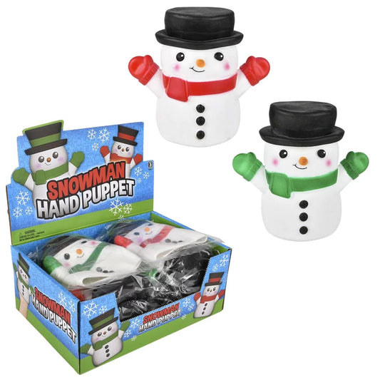 6" Christmas Snowman Hand Puppet Kids Toy In Bulk - DOZEN